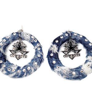Dallas Cowboys Star Football Handcrafted Denim & Blue Capri Swarovski Loops.